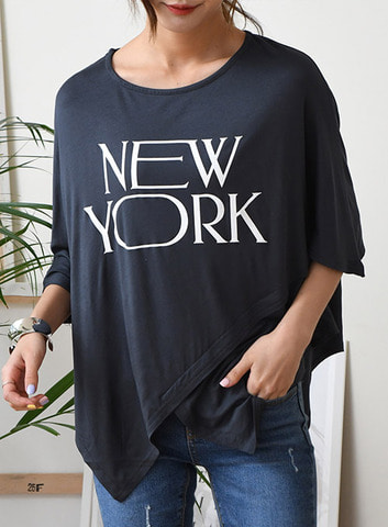 유니크 숄 핏 뉴욕 티셔츠
